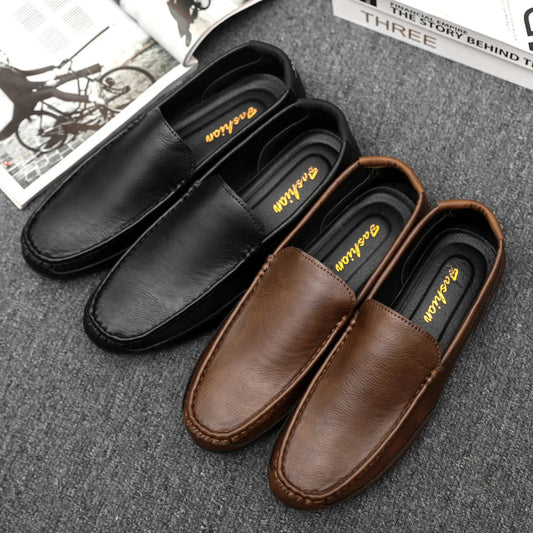 2024British Style Genuine Leather Casual Shoes Business Brand Work Shoes Men Loafers Comfortable Slip on Driving Shoes Moccasins