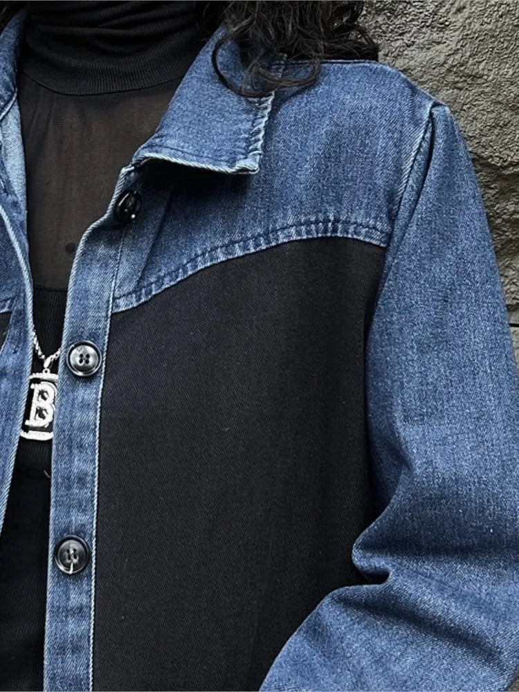 Oversized Denim Autumn Midi Trench Coat Women Fringe Fashion Patchwork Pleated Ladies Windbreaks Casual Loose Woman Trench 2023