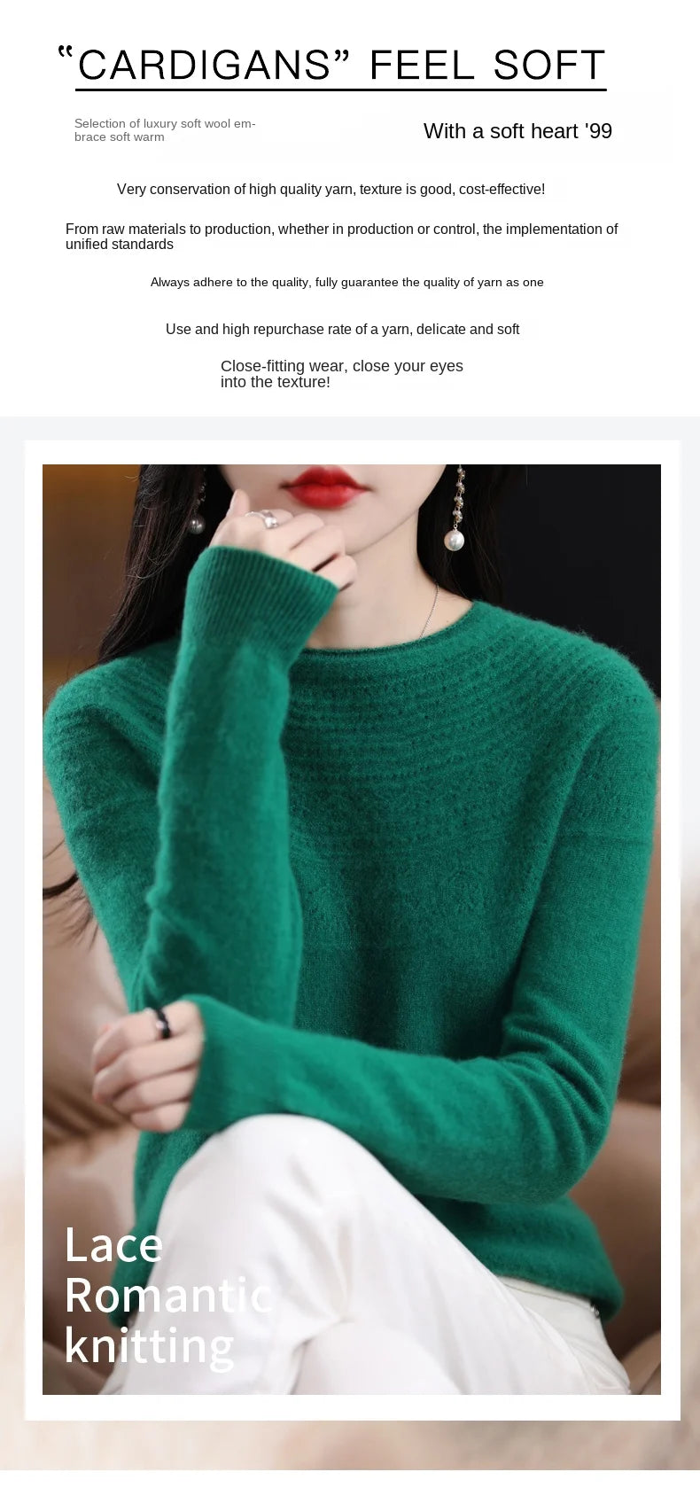 100% Merino Wool Knitted Sweater Autumn/Winter 2024 New Women's Round Neck Hollow Top 11 Color Pullover Versatile Coat NJR1107