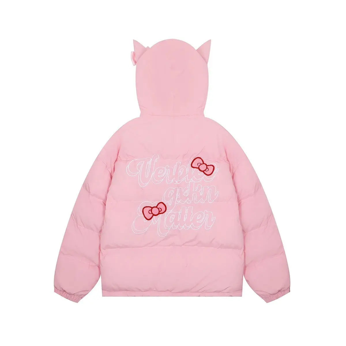 American Hello Kitty Cute Cartoon Embroidered Hooded Down Coat Y2k Sweet Zipper Cotton Jacket Women's Casual Versatile Clothes