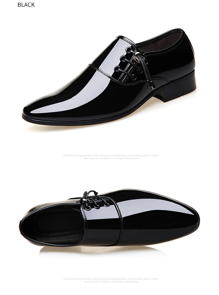 Classic Patent Leather Shoes for Men Business Men's Dress Shoes Fashion Elegant Oxfords Shoes Men's Wedding Party Shoe 2024 New