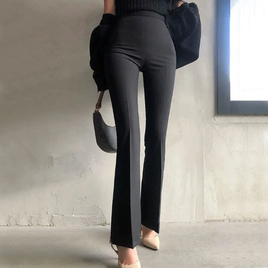 Korea Style Sexy High Waist black Flare Pants Office Lady Slim fit Fashion Women Pants Casual Trousers