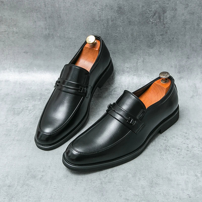 Classic Men's Casual Loafers Driving Shoes Moccasin Fashion Male Comfortable Wedding Leather Shoes Men Business Black Dress Shoe