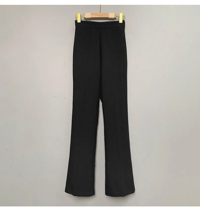 Korea Style Sexy High Waist black Flare Pants Office Lady Slim fit Fashion Women Pants Casual Trousers