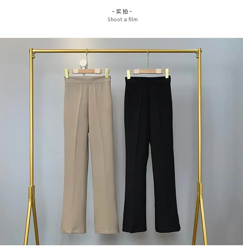 Korea Style Sexy High Waist black Flare Pants Office Lady Slim fit Fashion Women Pants Casual Trousers