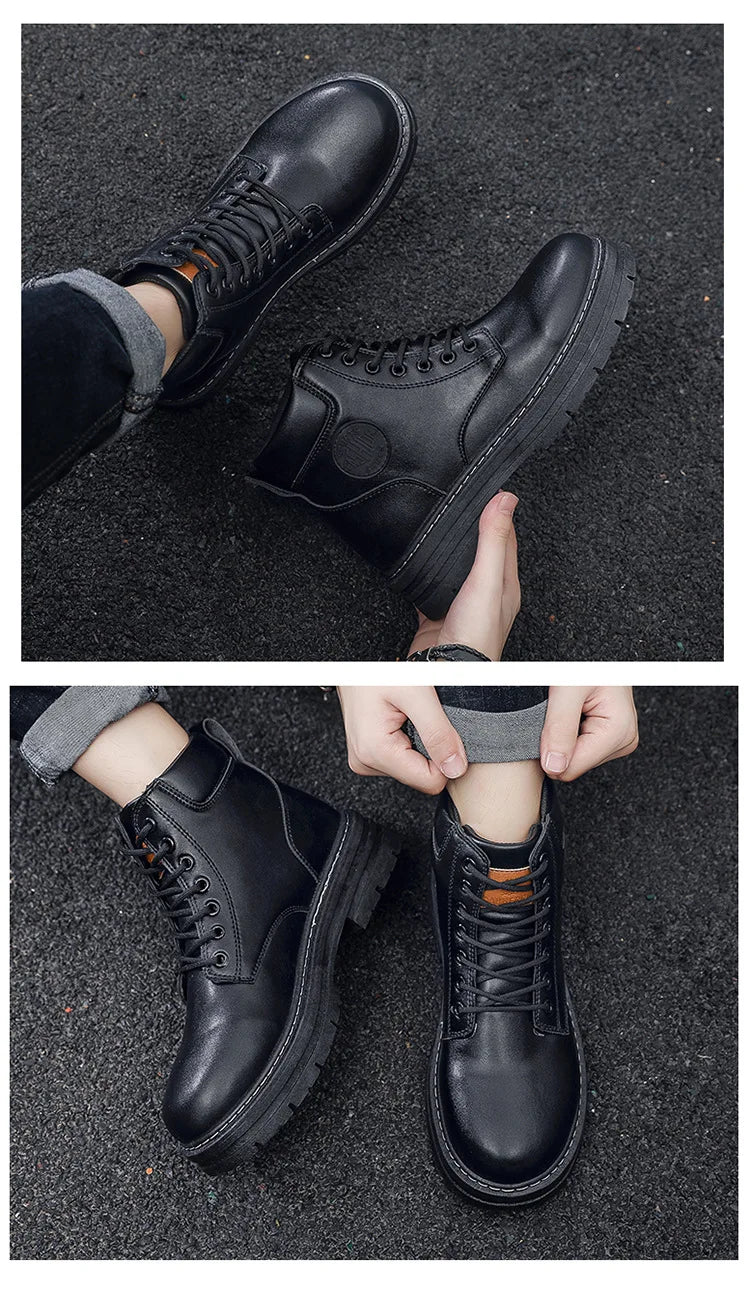 2024 Autumn New Men's Luxury Boots Comfortable Breathable Waterproof Men's Shoes Fashionable Men's Work Boots Motorcycle Boots