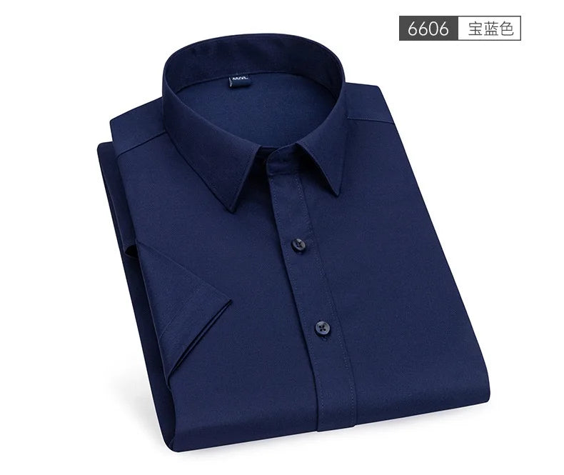 Men's Solid color Business Casual Formal shirt Fashion classic slim solid color long sleeve shirt no ironing social high quality