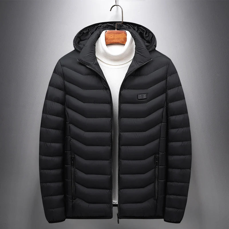 Winter Multi Zone Heating Jacket 2024 New Men's USB Intelligent Heating Waterproof Hooded Top Cold Resistant Warm Cotton Coat