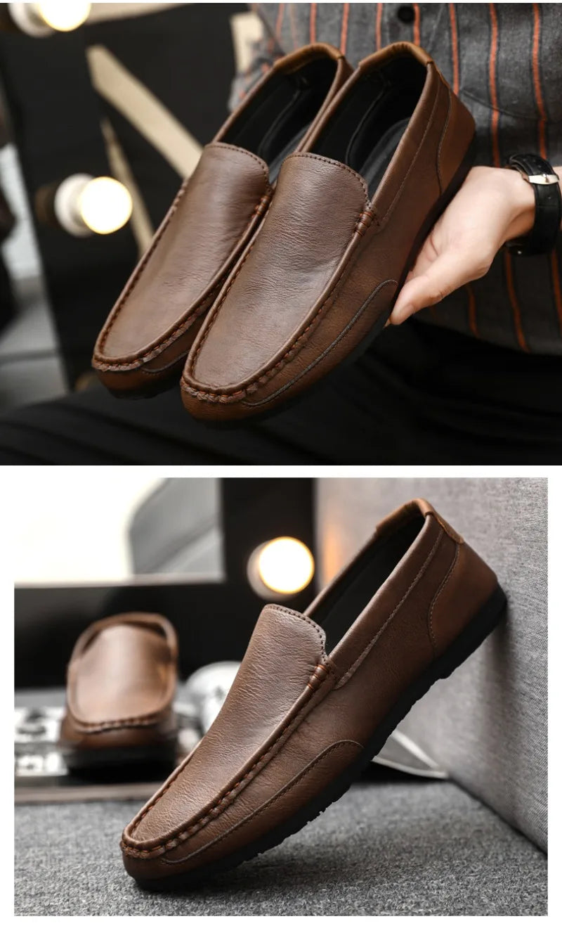 2024British Style Genuine Leather Casual Shoes Business Brand Work Shoes Men Loafers Comfortable Slip on Driving Shoes Moccasins