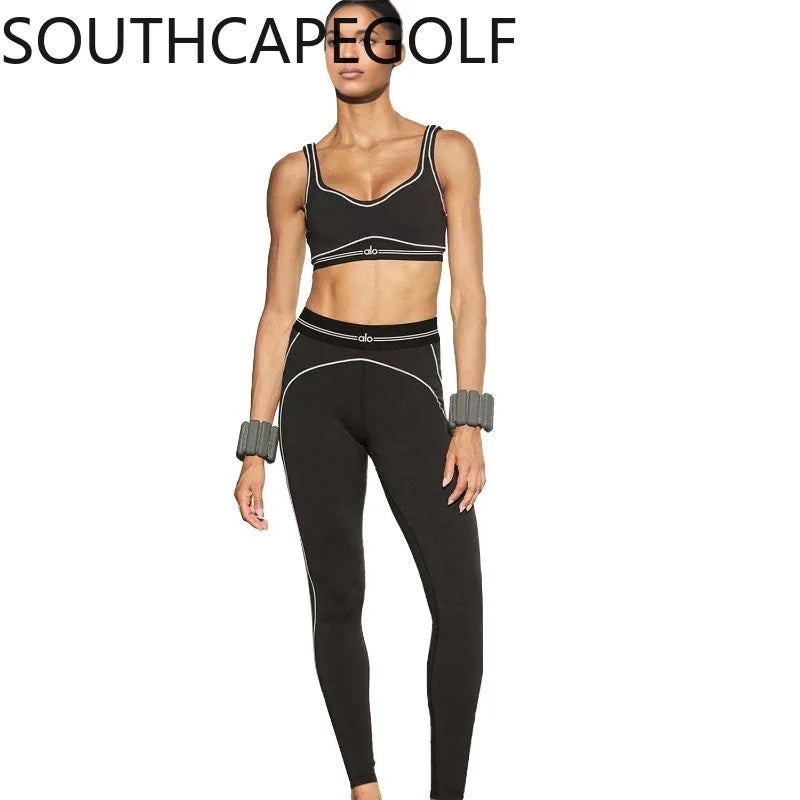 2024 Women's New Fashion Letter Sports Leisure Summer Elastic Yoga Leggings Vest Two-piece Set