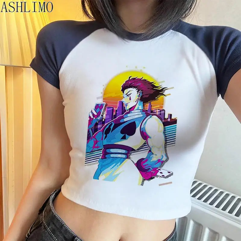 Hunter X Hunter Japan Anime Killua Shirt Y2k Crop Tops T-shirt Anime Women Tee Summer Short Sleeve Clothes Streetwear