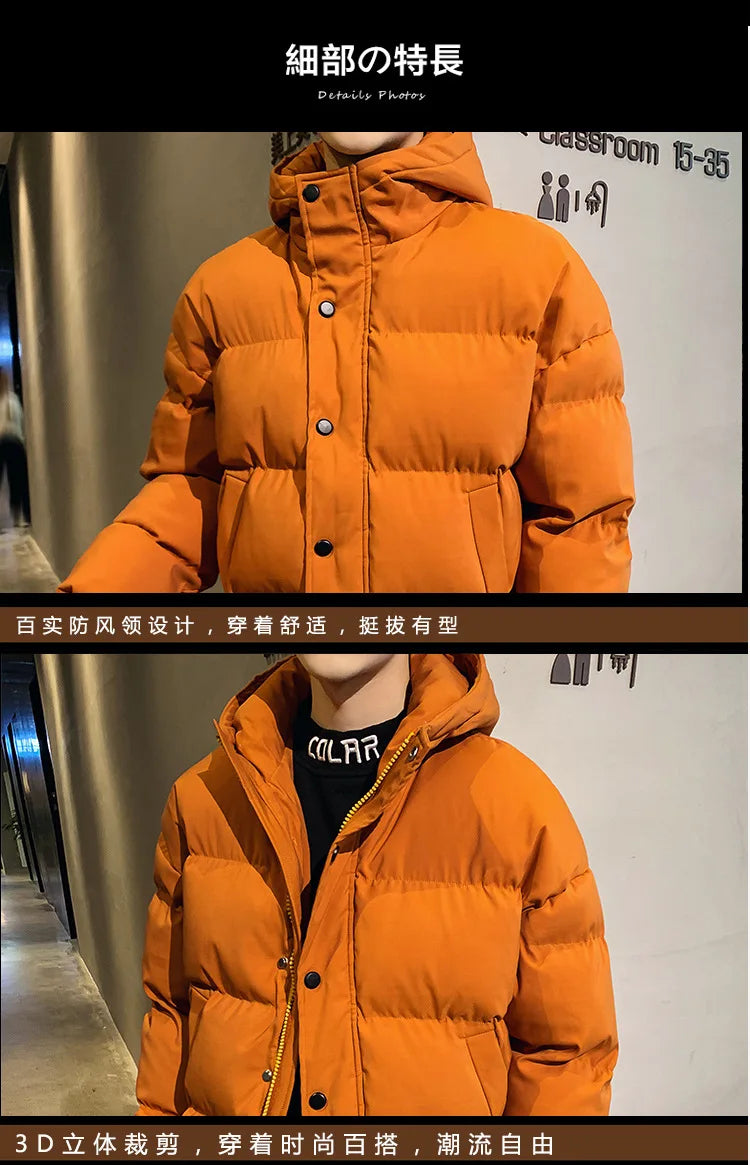 Men Harajuku Colorful Bubble Coat Winter Jacket 2024 Mens Streetwear Hip Hop Parka Korean Yellow Black Clothes Puffer Jackets