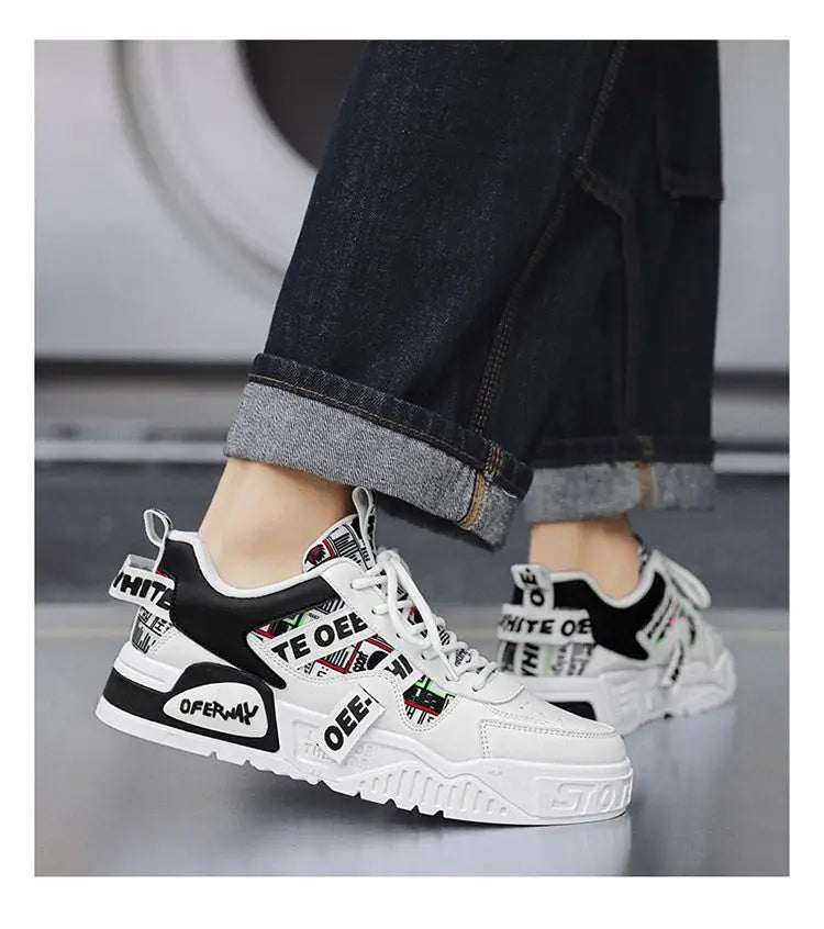 Men's Fashion Shoes for Men New Skateboard Shoes Platform Casual Sneakers Trend Design Patchwork Mesh Men Shoes Tenis Masculino