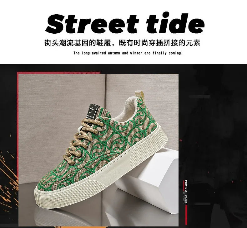 Designer Men Shoes New Prints Male Sneakers Canvas Shoes for Men Trendy Street Skateboard Shoes Spring Autumn Lace Male Footwear