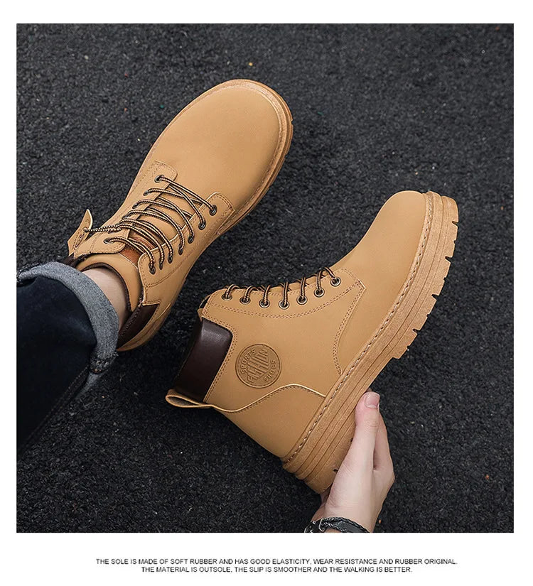 2024 Autumn New Men's Luxury Boots Comfortable Breathable Waterproof Men's Shoes Fashionable Men's Work Boots Motorcycle Boots