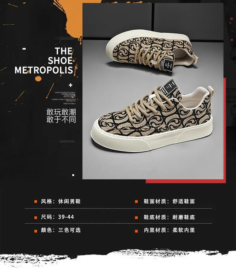 Designer Men Shoes New Prints Male Sneakers Canvas Shoes for Men Trendy Street Skateboard Shoes Spring Autumn Lace Male Footwear