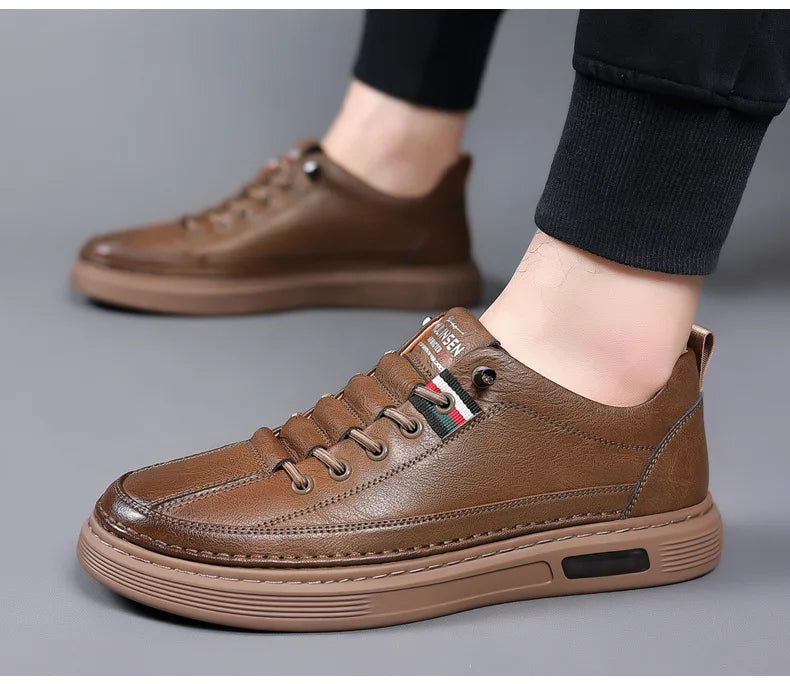 Brand Men's Casual New Leather Shoes for Men Non-slip Sports Shoes Fashion Comfortable Sneakers Male Flat Slip-on Casual Shoes