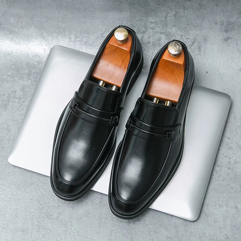 Classic Men's Casual Loafers Driving Shoes Moccasin Fashion Male Comfortable Wedding Leather Shoes Men Business Black Dress Shoe