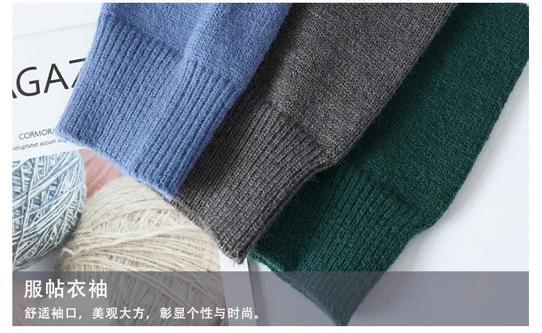 Autumn Winter Warm Mens Sweaters Fashion Turtleneck Patchwork Pullovers New Korean Streetwear Pullover Casual Men Clothing