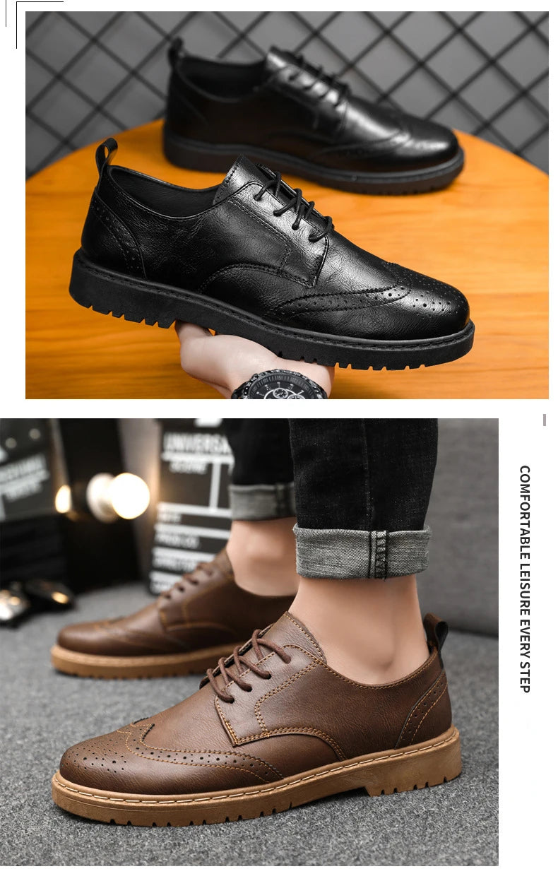 2024 New Men Oxford Shoes Luxury High Quality Brogue Dress Shoes for Men Classic Business Leather Shoes Fashion Men Casual Shoe