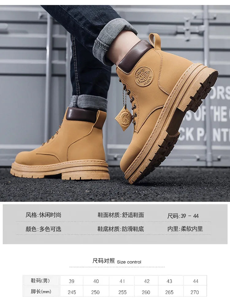 2024 Autumn New Men's Luxury Boots Comfortable Breathable Waterproof Men's Shoes Fashionable Men's Work Boots Motorcycle Boots