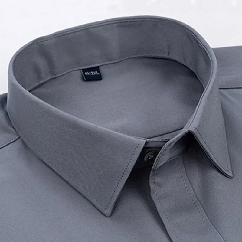 Men's Solid color Business Casual Formal shirt Fashion classic slim solid color long sleeve shirt no ironing social high quality