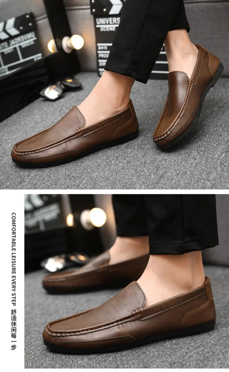 2024British Style Genuine Leather Casual Shoes Business Brand Work Shoes Men Loafers Comfortable Slip on Driving Shoes Moccasins