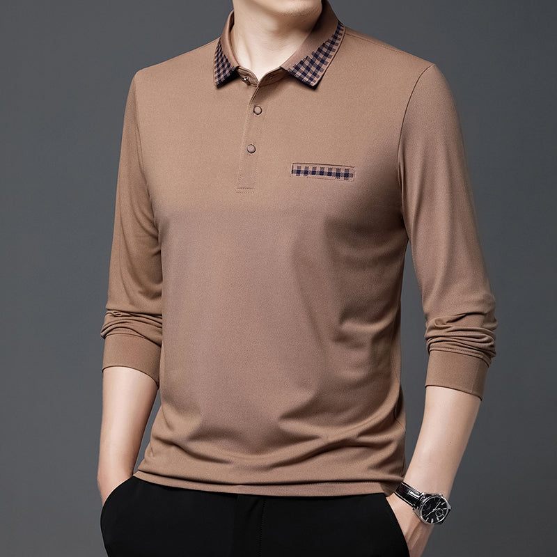 New Long Sleeve Men's Polo Shirts Cotton Solid Color Casual Polo Shirts for Men New Sping Autumn Basic Polos Men