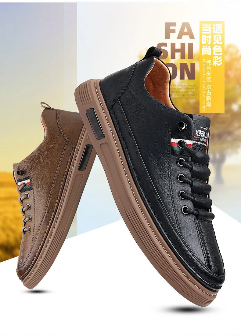 Brand Men's Casual New Leather Shoes for Men Non-slip Sports Shoes Fashion Comfortable Sneakers Male Flat Slip-on Casual Shoes