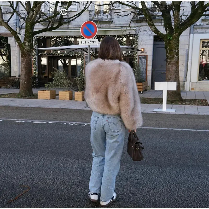 Fashion Fluffy Faux Fur Coat For Women Winter Elegant Loose Long Sleeve Jacket Female Luxury Thick Lady High Street Outerwear