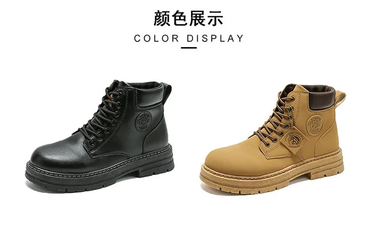 2024 Autumn New Men's Luxury Boots Comfortable Breathable Waterproof Men's Shoes Fashionable Men's Work Boots Motorcycle Boots