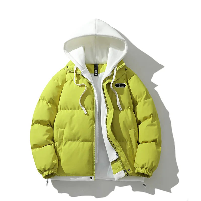 Winter Warm Jacket Casual Fashion 2-in-1 Hooded Windproof Bicycle Cotton Coat Windbreaker