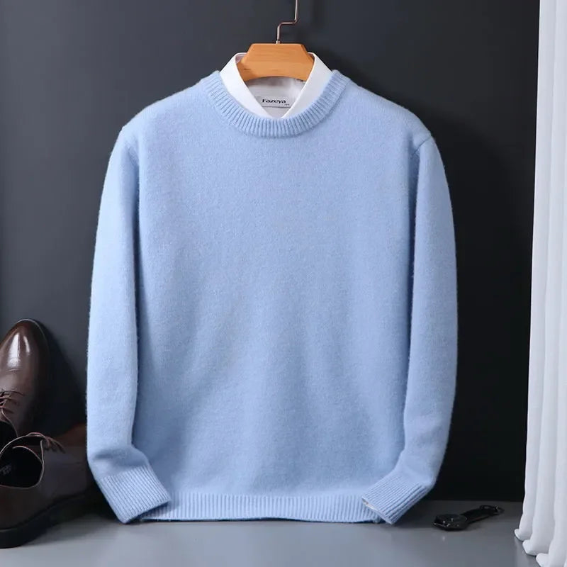 Cashmere Sweater O-neck Pullovers Men's Loose Oversized M-5XL Knitted Bottom Shirt Autumn Winter New Korean Casual Men's Top