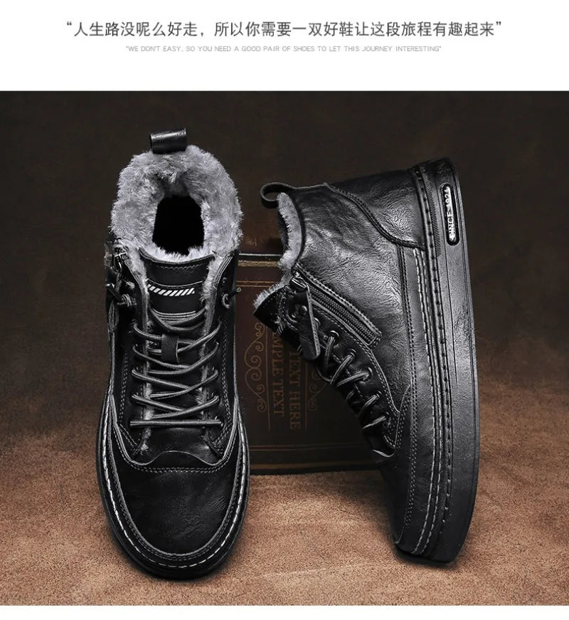 Men Boots Winter High Top Leather Shoes Fashion Male Cotton Shoes  Ankle Boots Men's Outdoor Casual Shoes zapatillas de hombre