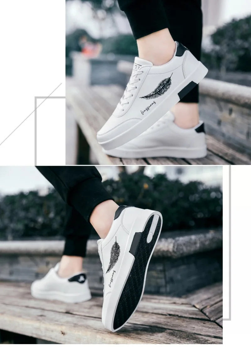 Men's Sneakers Casual Pu Leather Breathable Walking Flat Shoes for Men 2024New Male Tennis Sneaker Soft White Breathable Shoes신발