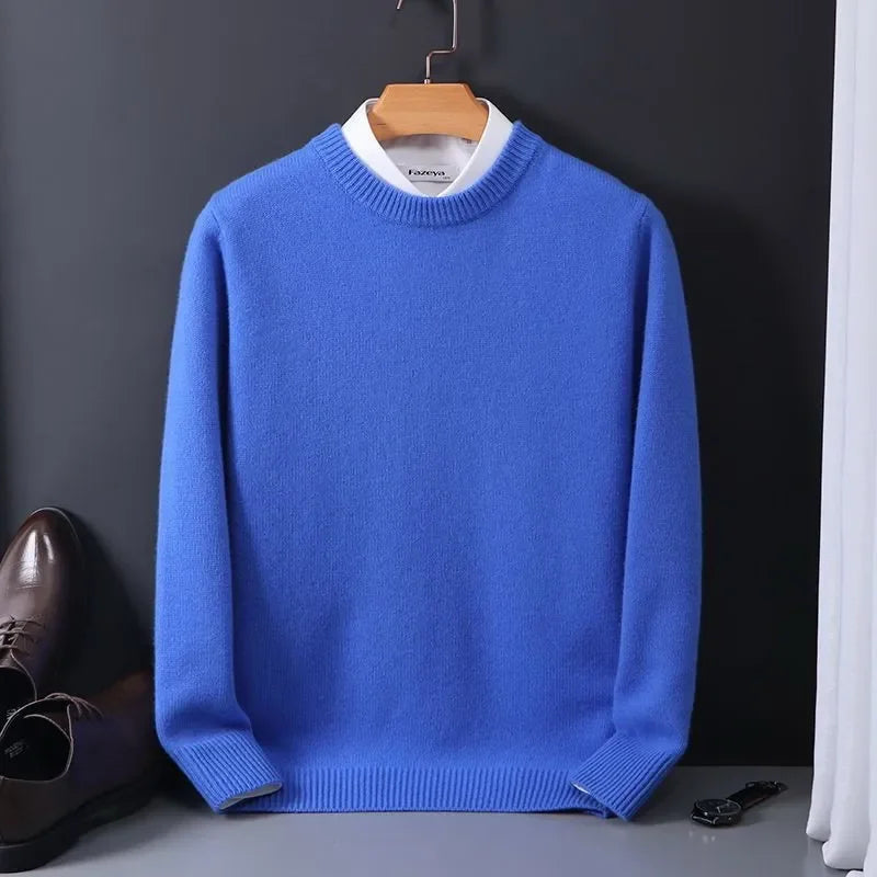 Cashmere Sweater O-neck Pullovers Men's Loose Oversized M-5XL Knitted Bottom Shirt Autumn Winter New Korean Casual Men's Top