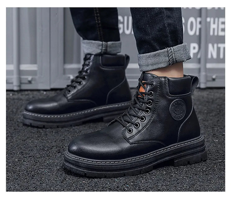 2024 Autumn New Men's Luxury Boots Comfortable Breathable Waterproof Men's Shoes Fashionable Men's Work Boots Motorcycle Boots