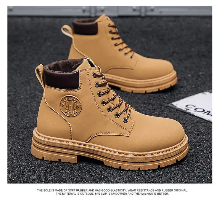 2024 Autumn New Men's Luxury Boots Comfortable Breathable Waterproof Men's Shoes Fashionable Men's Work Boots Motorcycle Boots