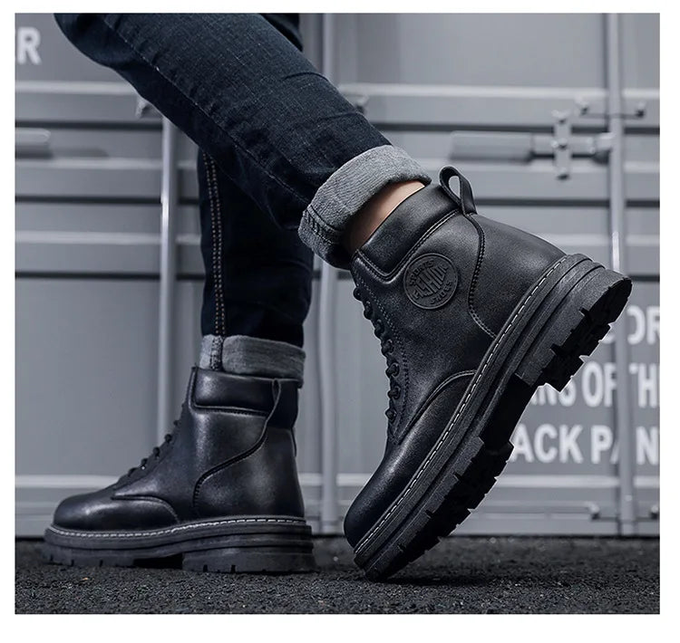 2024 Autumn New Men's Luxury Boots Comfortable Breathable Waterproof Men's Shoes Fashionable Men's Work Boots Motorcycle Boots