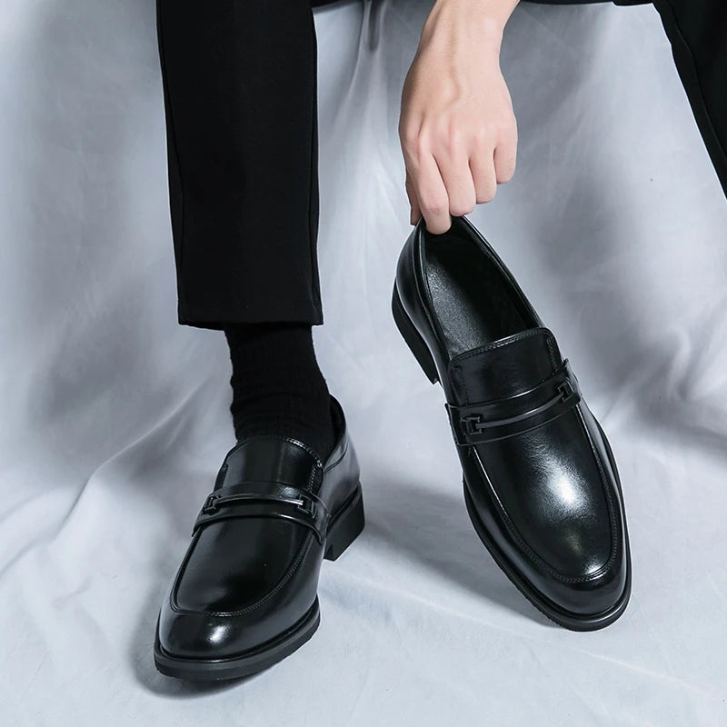 Classic Men's Casual Loafers Driving Shoes Moccasin Fashion Male Comfortable Wedding Leather Shoes Men Business Black Dress Shoe