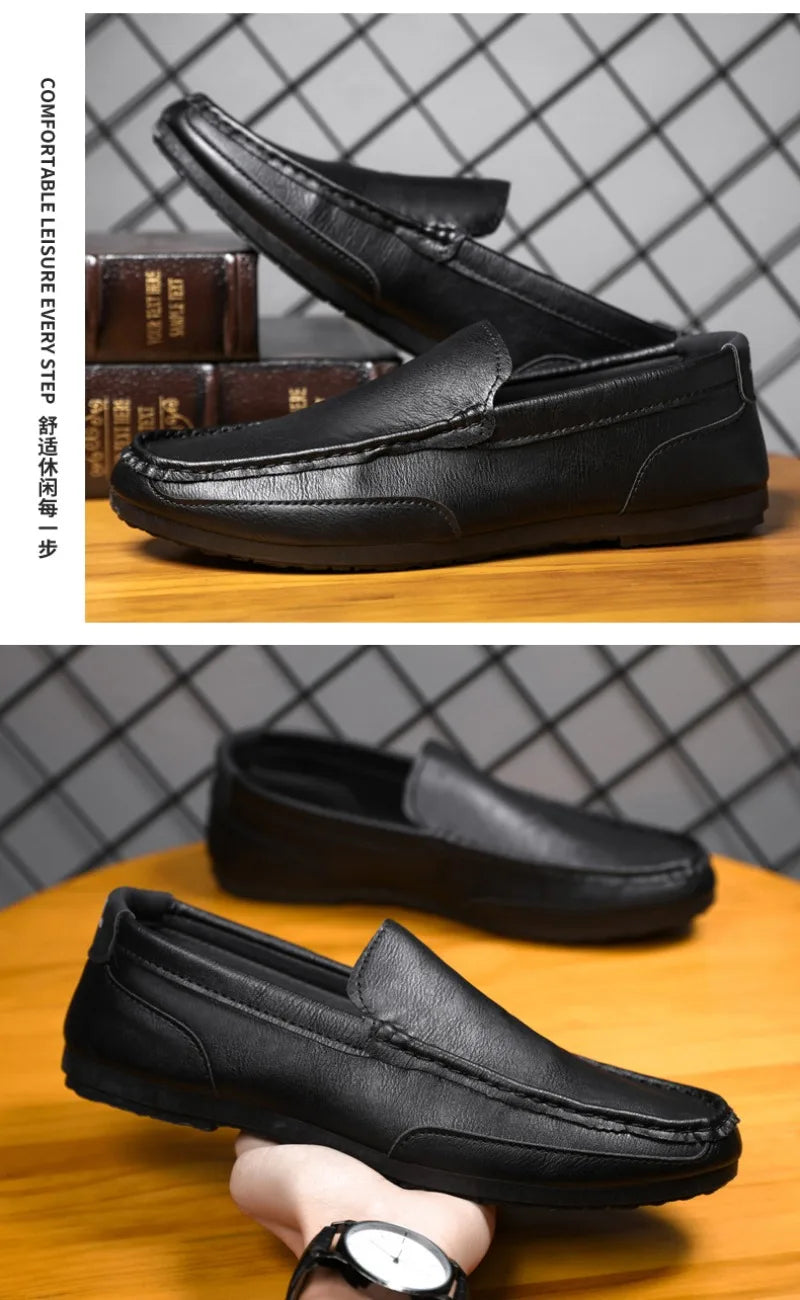 2024British Style Genuine Leather Casual Shoes Business Brand Work Shoes Men Loafers Comfortable Slip on Driving Shoes Moccasins