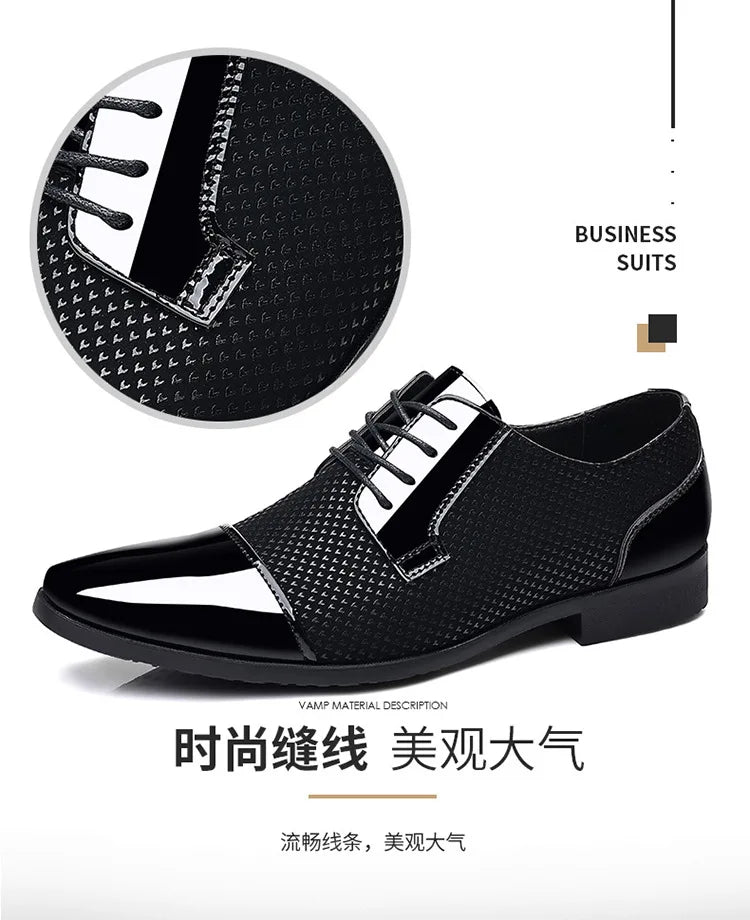 Trending Classic Men Dress Shoes For Men Oxfords Patent Leather Shoes Lace Up Formal Black Leather Wedding Party Shoes2023