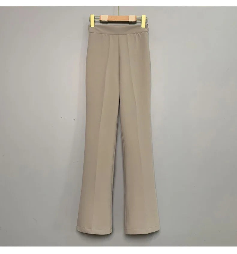 Korea Style Sexy High Waist black Flare Pants Office Lady Slim fit Fashion Women Pants Casual Trousers