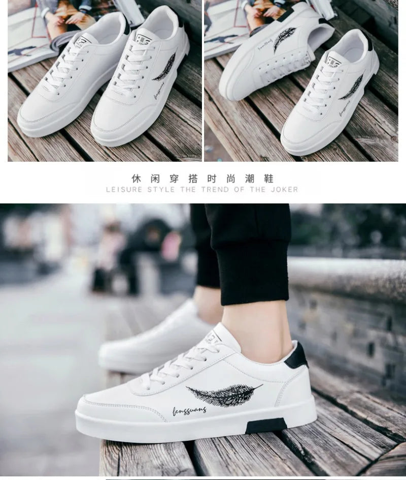 Men's Sneakers Casual Pu Leather Breathable Walking Flat Shoes for Men 2024New Male Tennis Sneaker Soft White Breathable Shoes신발