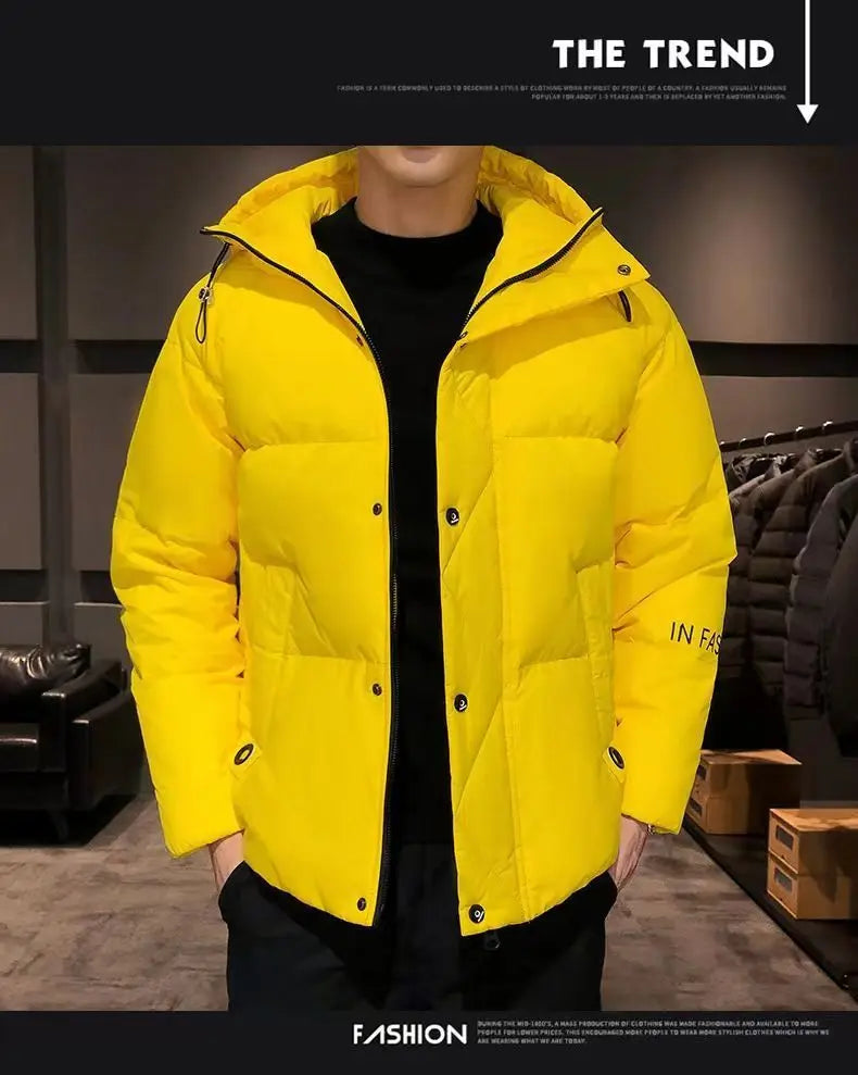 Men Harajuku Colorful Bubble Coat Winter Jacket 2024 Mens Streetwear Hip Hop Parka Korean Yellow Black Clothes Puffer Jackets