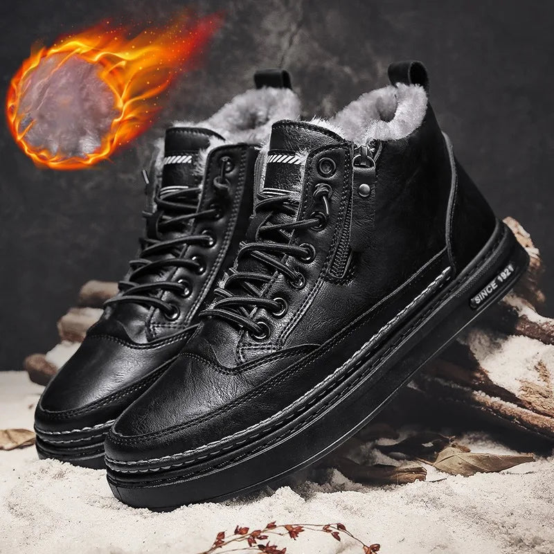 Men Boots Winter High Top Leather Shoes Fashion Male Cotton Shoes  Ankle Boots Men's Outdoor Casual Shoes zapatillas de hombre