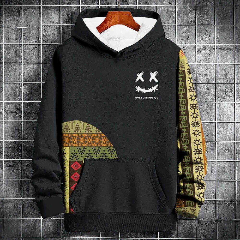 New Autumn Hoodie For Men 3d Ethnic Pattern Patchwork Print Long Sleeve Sweatshirt Fashion Street Hoody Pullover Oversized Tops