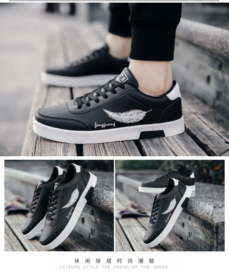 Men's Sneakers Casual Pu Leather Breathable Walking Flat Shoes for Men 2024New Male Tennis Sneaker Soft White Breathable Shoes신발