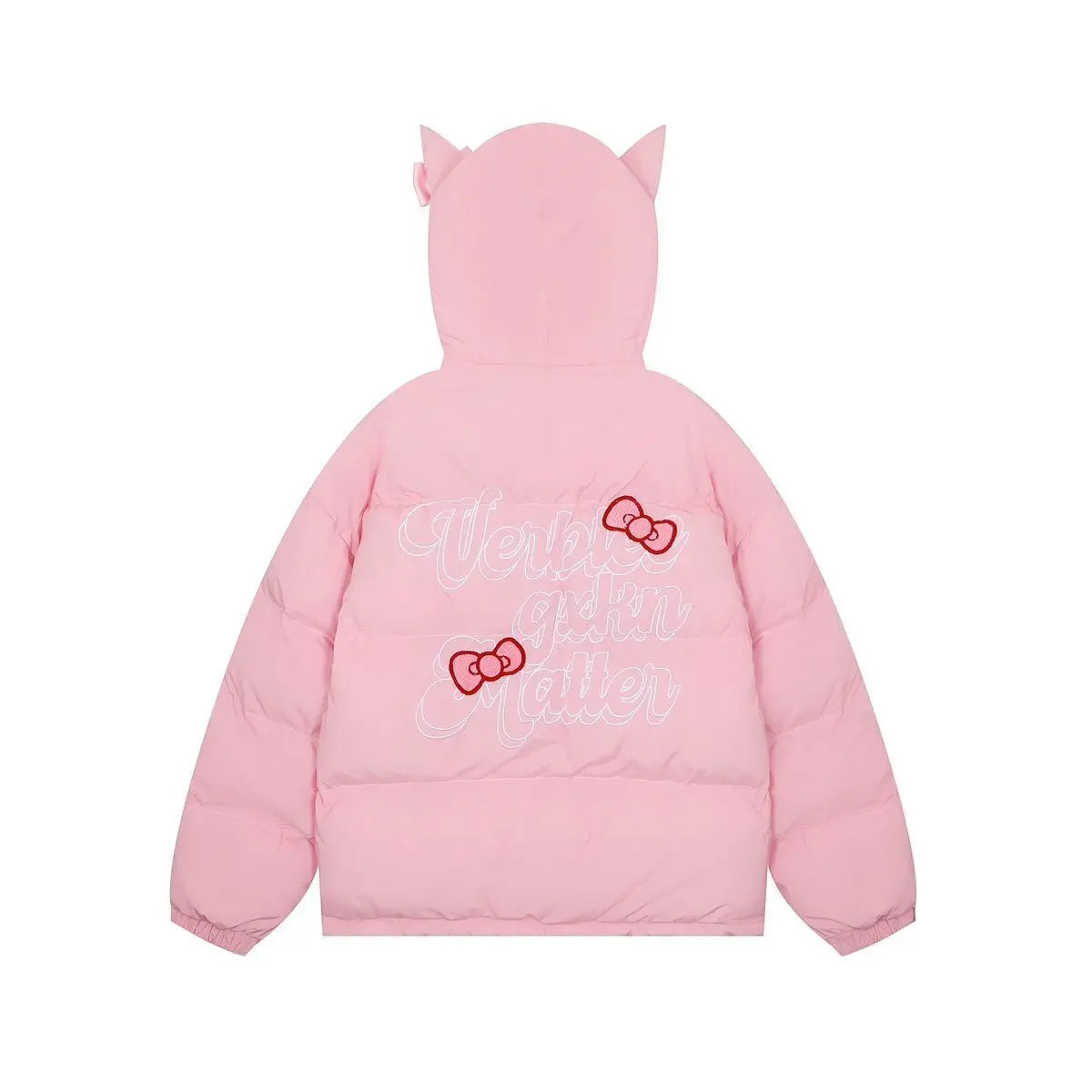 American Hello Kitty Cute Cartoon Embroidered Hooded Down Coat Y2k Sweet Zipper Cotton Jacket Women's Casual Versatile Clothes