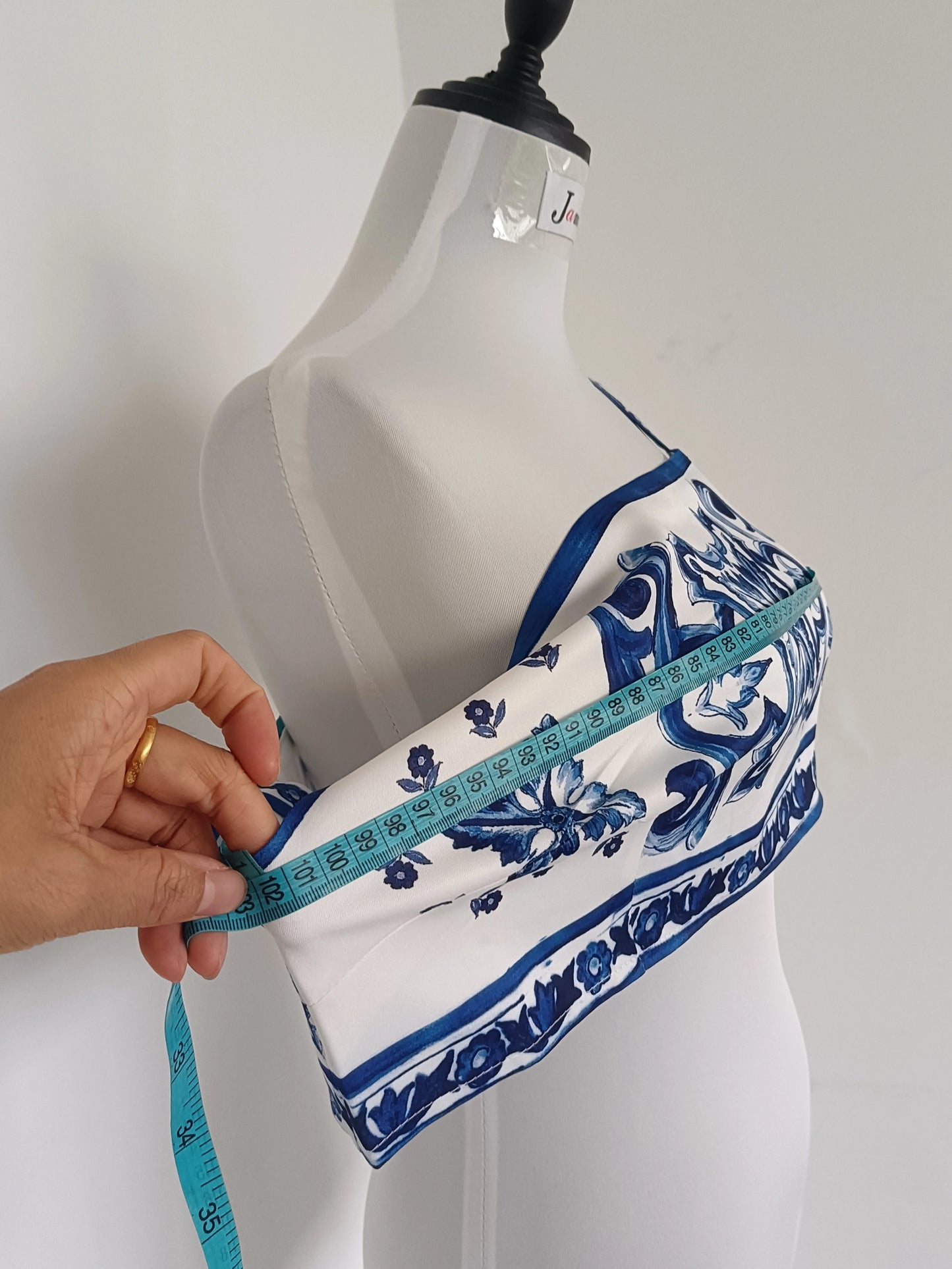 Summer Runway Blue And White Porcelain Two Piece Set Women Flower Print Short Crop Top + Holiday Beach Maxi Skirt Suits